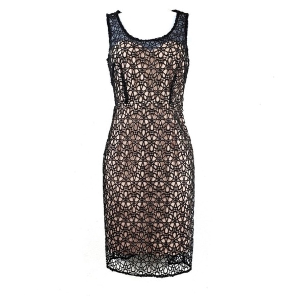 ANN TAYLOR Black Lace Overlay Sheath Dress | Size 2 - Picture 2 of 16
